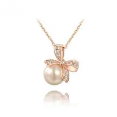 パール リボン ネックレス ローズゴールド 真珠 EARTHER RING