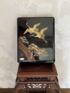 特選　金蒔絵　漆　文箱　漆器　道具箱　小物入れ 漆器 文箱 鶴と松のデザイン