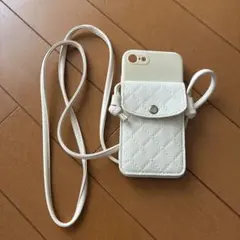ホワイト iPhone 7/8 .Se対応、ショルダーストラップケース