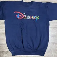 【90s・USA製】ディズニーストア ミッキーロゴ刺繍 スウェット ネイビー M