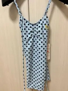 子供用水着セット160cm 水色と黒の水玉模様