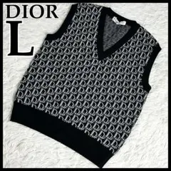 【希少・極美品】クリスチャンディオール トロッター柄 ニットベスト 総柄ロゴ 黒