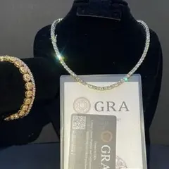 【3点セット】テニスネックレス＆テニスブレスレットモアサナイトGRA鑑定書付き