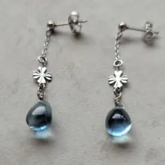 ブルーフローライトピアス