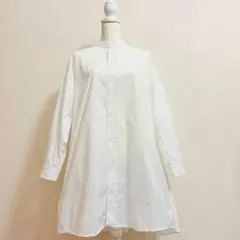ジャーナルスタンダードラックス バンドカラー シャツ ロングシャツ 白 コットン