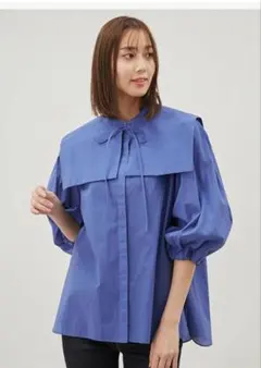 yori ヨリ リボンタイワイドシャツ⭐︎インディゴ ブラウス 36 - メルカリ