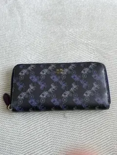 コーチ 長財布 COACH ジップ ダークパープル×ラベンダーマルチ