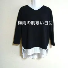ブラック Vネック レイヤード トップス