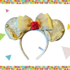 ディズニー 美女と野獣 カチューシャ ゴールド 赤いバラ付き