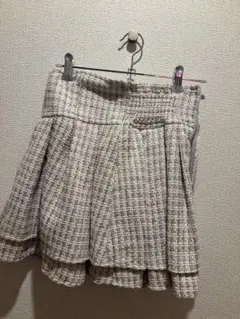 ミシェルマカロン　ベージュ ツイード フレアミニスカート