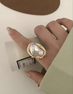 真珠 ゴールドリング 調整可能