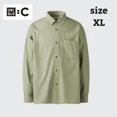 UNIQLO C ブロードオーバーサイズシャツ　XL 長袖　メンズ　グリーン