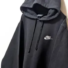 ナイキ NIKE ロゴ刺繍 スウェットパーカー ブラック 黒 古着