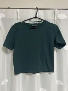 ZARA クロップド丈 Tシャツ 深緑 Mサイズ