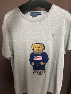 ラルフローレン Tシャツ ポロベアー ホワイト 星条旗ニット M 美品 