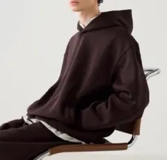 新品　UNIQLO C スウェットオーバーサイズプルパーカ ダークブラウン　M