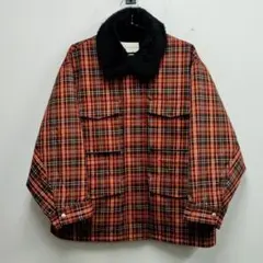 古着 GU Beautiful people 赤チェック ボアブルゾン メンズS