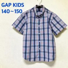 GAP KIDS ギャップ 140〜150 半袖 チェック柄 ボタンダウンシャツ