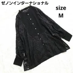 ゼノンインターナショナルバンドカラーチュール総柄ビックシルエットシャツセミシアー