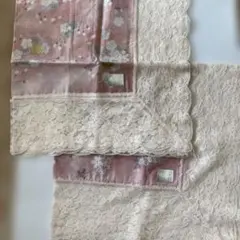 未使用！宇野千代　大判花柄レース付きハンカチ ピンク2枚セット