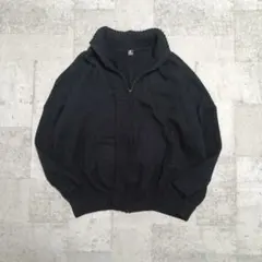 Three Dots Turquoiseジップカーディガン 黒 大きめ アメカジ