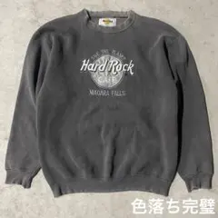 入手困難 US古着 ハードロック カフェ 銀 刺繍ロゴ スウェット 黒
