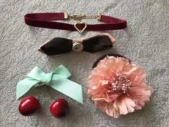 ハートのチョーカー＆ヘアクリップ＆ヘアゴムセット