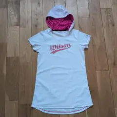 テニスウェア　レディース　Wilson フード付きTシャツ ホワイト　XL