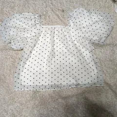 GRL グレイル　ドット柄シアーバルーンスリーブブラウス　パフスリーブ