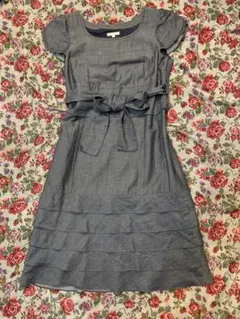 トゥービーシック ワンピース リボン フリル　グレー　42