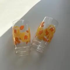 昭和レトロ　花柄　ガラスコップ グラス