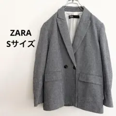 ZARA ザラ ダブル テーラードジャケット 千鳥格子 総柄 Sサイズ