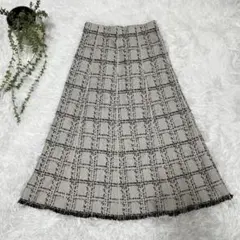 【フィフス】ウエストゴム　ツイード　ロングスカート　フレア　Aライン　XS〜S