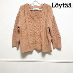 Löytää ケーブル編み Vネック ニット　セーター