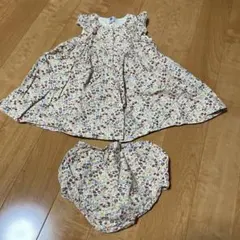 プチバトー ポプリンプリントワンピース 86cm 24m 花柄　春夏ノースリーブ