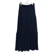 美品　コトリカ　ロングスカート　フリーサイズ　ネイビー　プリーツ　ウエストゴムのサムネイル