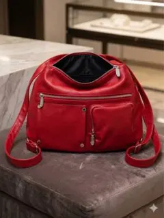 リュックにもなる♡D.KELLY ショルダーバッグ レッド 多収納 レディース