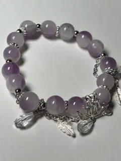 夢のカジュアル宝石　千円祭り　瑪瑙　ブレスレット　淡い紫　15cm B29