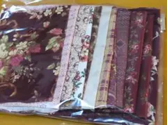 カットクロス12枚セット ワインレッド系  綿 生地 ハギレ パッチワーク 布