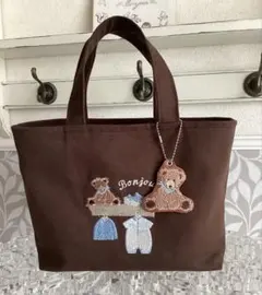 チャーム付きテディベア刺繍のトートバッグ⭐︎【20】