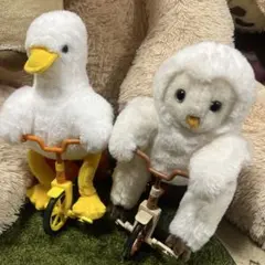 【タグ付き】TAITO アヒル フクロウ ぬいぐるみ 自転車