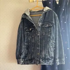 ダークデニム フード付きジャケット