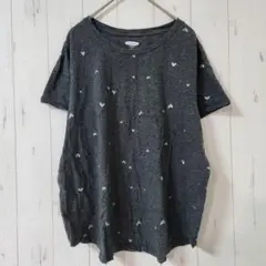 オールドネイビー クルーネック半袖 ハート柄 Tシャツ M 墨黒 綿 お出かけのサムネイル