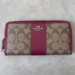COACH コーチ シグネチャー ロング ジップ アラウンド長財布 ワイン