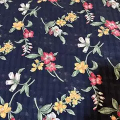 布地　紺色　花柄　98×80 訳あり