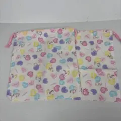 巾着袋　ユニコーン　ハート　白　女の子　巾着　ハンドメイド