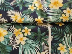 SALE ✨コスモテキスタイル オックス 南国 ハイビスカス柄 ネイビー