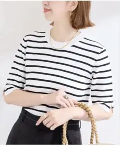 Baycrewsストライプ 半袖ニット