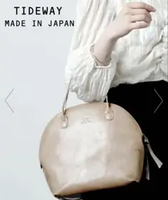 TIDEWAY ベージュ レザーハンドバッグ