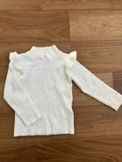 クレードスコープ100★ kladskap フリル長袖　白　ニットセーター